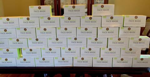 Photo submitted - Dozens of boxes of face masks, shown above, were distributed by local Rotarians.