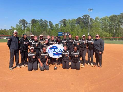 . Pictured above in the submitted photo is the Lady Dogs’ softball team after securing the state championship victory.
