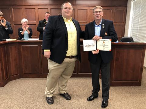 Command Sergeant Major Joe T. Hill was honored Monday night at the Hart County Board of Education meeting with a Hart County High School Diploma. 