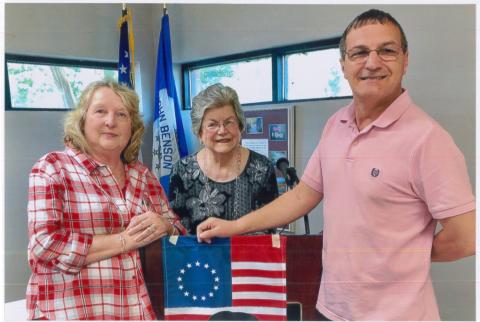 Submitted photo - Special speaker talks ‘becoming an American Citizen’ at latest DAR meeting. Pictured left to right: Sara Lesseur, program chairman, Emily Temple, Chapter Regent and Clive Smith.