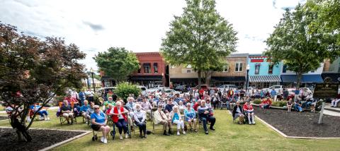 People gathered for the Memorial Day ceremony in Hartwell on Monday.