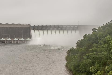Bill Powell/The Hartwell Sun The Hartwell Dam test was visible from the Louie Morris Bridge along Highway 29, where this photo was taken.