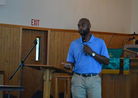 Drew Dotson/The Hartwell Sun - Georgia Initiative for Community Housing Director Jermaine Durham leads the discussion on ways the community can improve.
