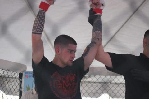 Submitted photo - Christian Hardin is named the victor by unanimous decision