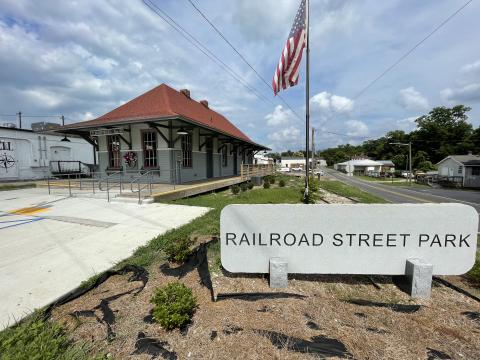Drew Dotson/The Hartwell Sun Railroad Street Park as of June 22. Work is still being done at the location ahead of its July 10 opening.