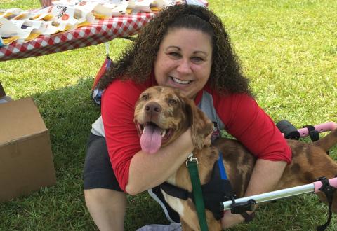 Josh Brannen/The Hartwell Sun - Animal rescue employee Stefanie Sims and her adoptable friend Lucy.