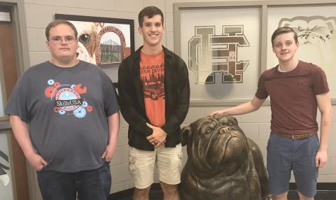 Photo submitted - Pictured above from left to right, Julian Mills, Jonathan McClain, Landyn Chapman after receiving drafting certifications.
