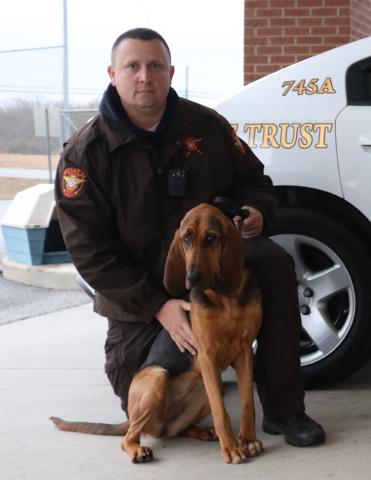 Deputy Jarod Tollison alongside K9 unit Parker Jean. 