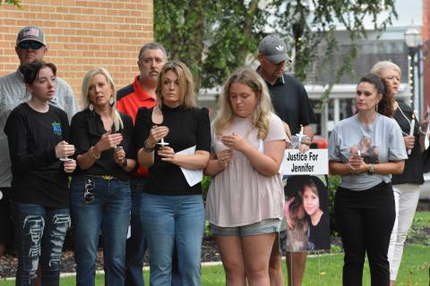 Dozens gathered at the Hartwell courthouse square on July 9 for a vigil in mourning of Jennifer Cobb, who died in connection to alleged sexual abuse. 