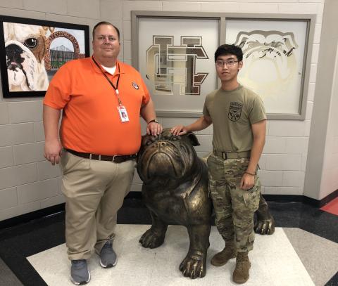 Hart County High School principal Kevin Gaines stands alongside star student Francis Hoang who was recently named as the school’s representative to the state superintendant’s student advisory council.