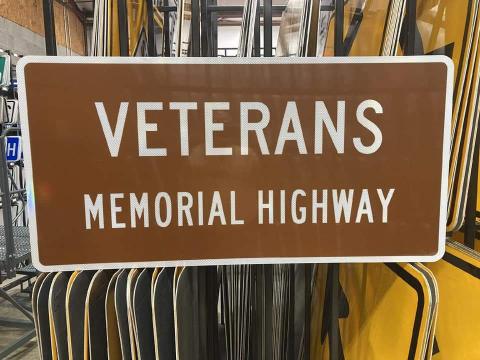 Hartwell's newest road sign waiting in production. The sign is currently under black paper, which will be stripped off at the ceremony Nov. 11.