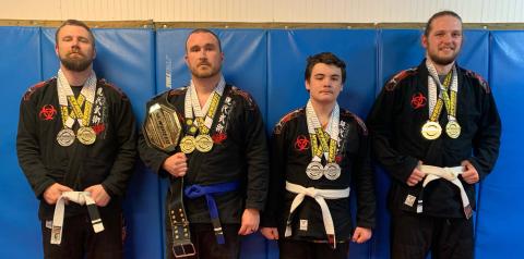 Chris Burns (far left), Brandon Moss (center left), Noah Wyckoff (center right), and Grayson Williams (far right)