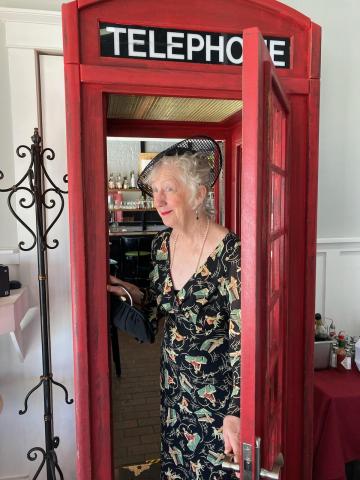 Published author Kathryn Smith exiting a model speakeasy 