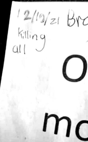 Photo of the small alleged threat posted inside a girls bathroom at Hart County High. 