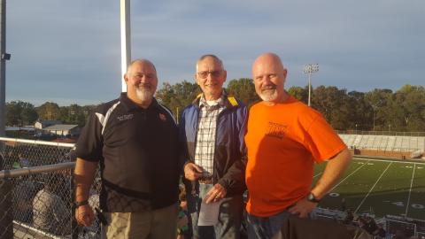 Hart County band directors Alan Tolbert (left), Ron Jonson (center) and Stacey Wade (right) in 2017. Wade was the director between the tenures of Jonson and Tolbert .