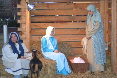 Living Nativity participants assume their spots at the annual Christmas tree lighting held Nov. 22.