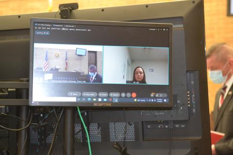 Crumpton appeared at her bond hearing from via Zoom from the Hart County Jail. Her attorney William Healan was in attendance at the Hart County proceeding. 