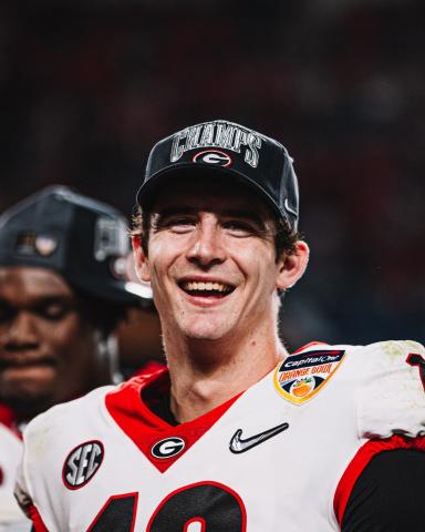 Stetson Bennett after winning the Orange Bowl. Photo credit: Georgia Football
