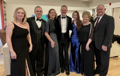 Joey Tucker and his family at his swearing in ceremony. From left to right, Libby and Todd Tucker; Olivia and Joey Tucker;  Deanna Beckwith (center right); and Peggy and William Tucker (right).  