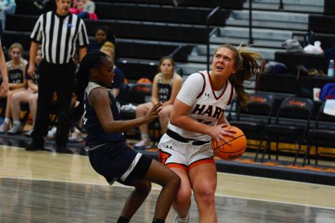Dakota Phillips drives to the paint in her 36-point performance against East Jackson.