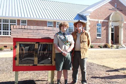 McDuffie alongside is father Jeff and his Eagle Scout project. 