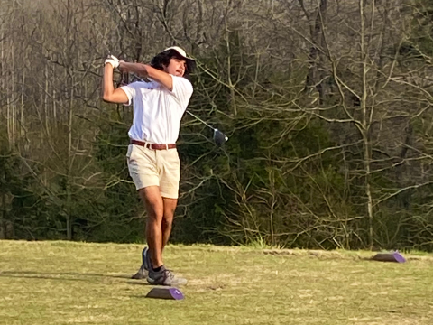 Payne Oglesby tees off on hole three against White County.