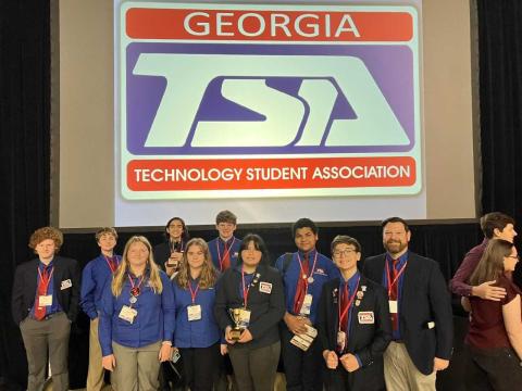 Members of the Hart County TSA display their awards at the state conference. 