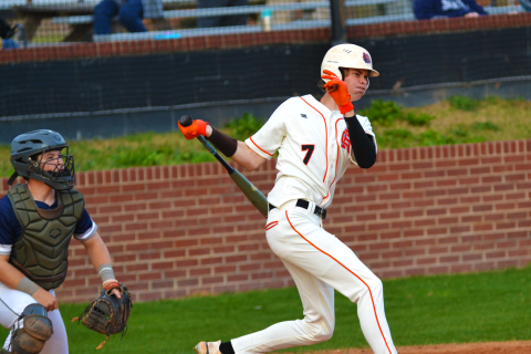 Tanner Ayers gets a hit in the home win against East Jackson on March 22. 