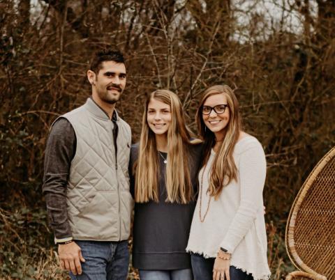 Colt Bennett, daughter Madison, and wife Kayla Bennett.