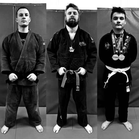 CMA Judo Coach Dustin Rogers (left), Chris Burns (center), Noah Wyckoff (right)