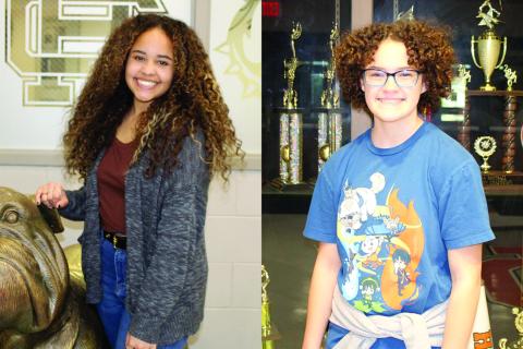 Hart County High School 10th grader Trinati Pinkston, left, and Hart County 7th grader Katie Ripley have been selected as statewide winners of the Young Georgia Authors competition.