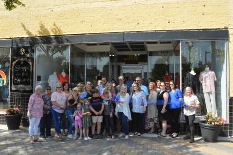 Hart County Chamber of Commerce members and other business leaders meet at BW Threads for its ribbon cutting April 28. 