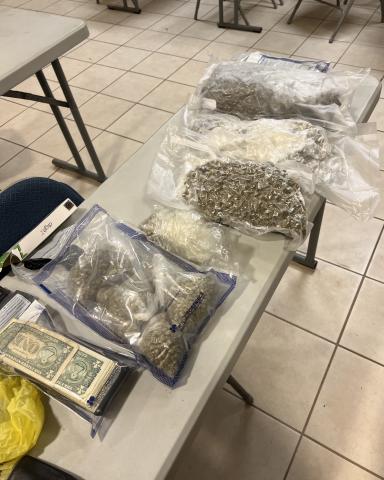 The sheriff’s office recovered a large amount of drugs and cash, pictured above, following a chase through Hart County. 