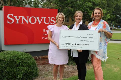Pictured L-R: Jessica Seawright, Hart County Education Foundation president, Barbara Cronic, Synovus representative and Bobbie Busha, Hart County Education Foundation executive director. 