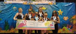 Xcel Gold Team placed 2nd in the region. Pictured L-R: Chastyn Haynie, Bella Beck, Aeryn Back, Kailyn Bowers, Gracen McAdams and Maci Dudley.