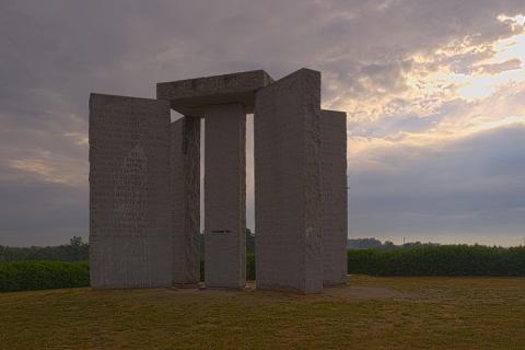 The once standing Georgia Guidestones.