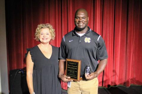 Hart County Charter System Teacher of the Year for 2022-23 David Longworth poses for a photograph at last week’s Convocation. 