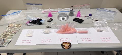 The items seized by investigators during the Aug. 18 investigation included approximately 18 ounces of meth, cash, firearms and drug paraphernalia. 
