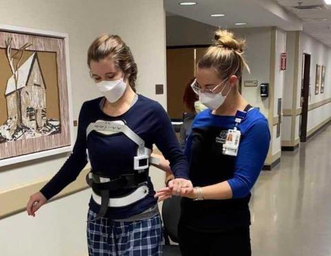 Photo submitted Schaper working on her recovery during physical therapy at the Shepherd Medical Center in Atlanta, GA just months after her accident. 