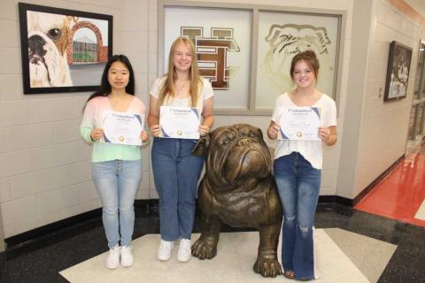 College Board National Recognition: HCHS students who are College Board National Program awardees, pictured from left to right, are Huong Pham, Cassidy Gaines, and Isabella Chitwood.