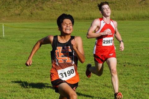 Luis Genchi pushes at the finish line to secure a silver medal in Toccoa.