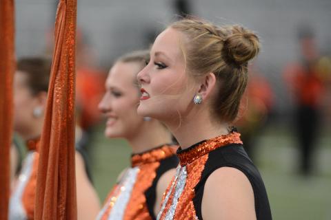 The Hart County Flag corps performs their part in the band’s program “Beyond”.