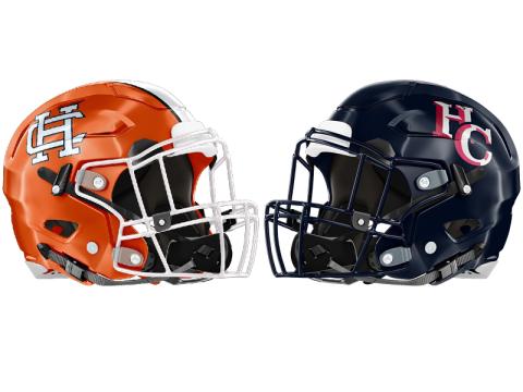 Hart helmet (left) and Hebron Christian helmet (right).