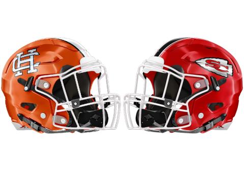 Hart County helmet (left), Stephens County helmet (right).
