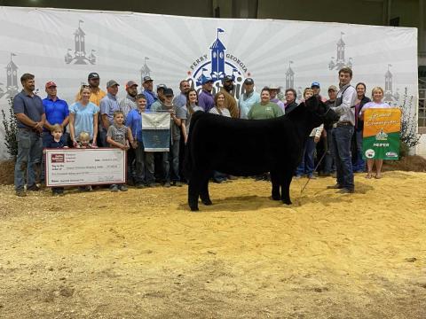 Pictured above at the 2022 Georgia National Fair Livestock Show is Hart County High School student Trey Chafin with his Grand Supreme heifer, which made him champion among 500 statewide competitors.   