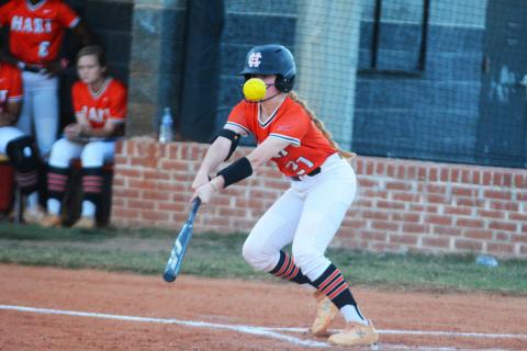 Lydia Burroughs makes contact in Hart’s last home game against Franklin on Sept. 27.
