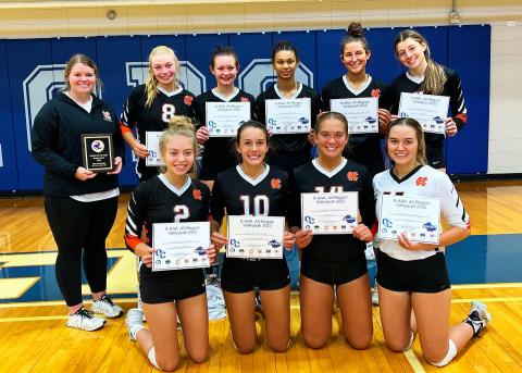 Back row left to right: Coach Kate Beardsley, Cali Beebe, Alexandria Burdette, Alexis Walker, Lillie Kate Rogers and Ryann Williamson. Front row: Hannah Harris, Ryleigh Jordan, Dakota Phillips and Abby Hubbard.