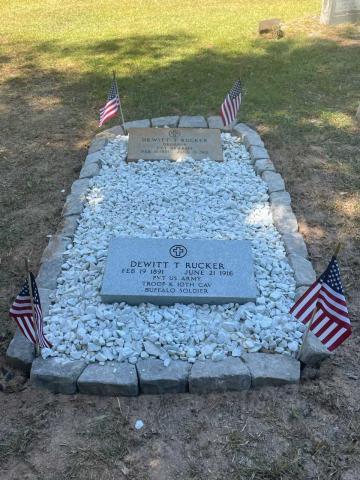 The old (top) and new (bottom) grave marker for Buffalo Soldier Dewitt Rucker. Rucker is set to receive a new headstone commemorating his sacrIfice on Nov. 12. 