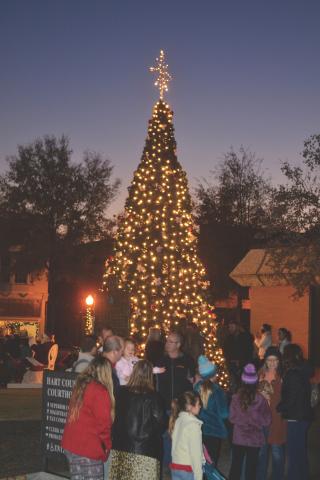 The Hartwell Courthouse Square moments after the annual tree lighting in 2021.  