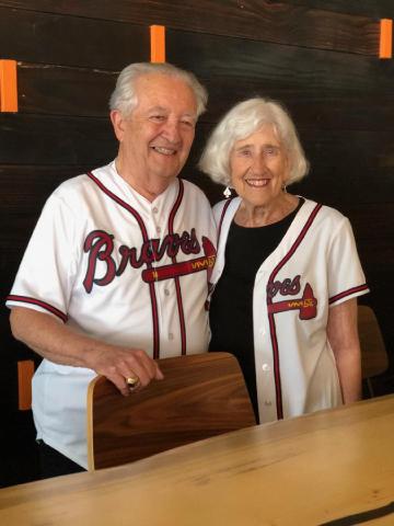William “Bill” Chafin celebrating the Braves’ 2021 World Series championship with wife Kaye. 